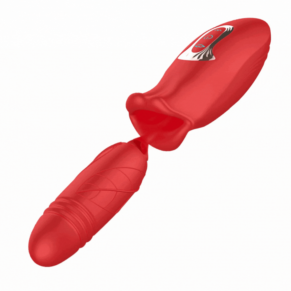 Lurevibe - Rose Muncher Lip Tongue Suction Vibrator With Thrusting Dildo  Vibrator