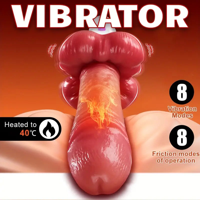 3 In 1 Big Mouth Thrusting heating Dildo Machine With Suction Cup & Remote Control - Lurevibe