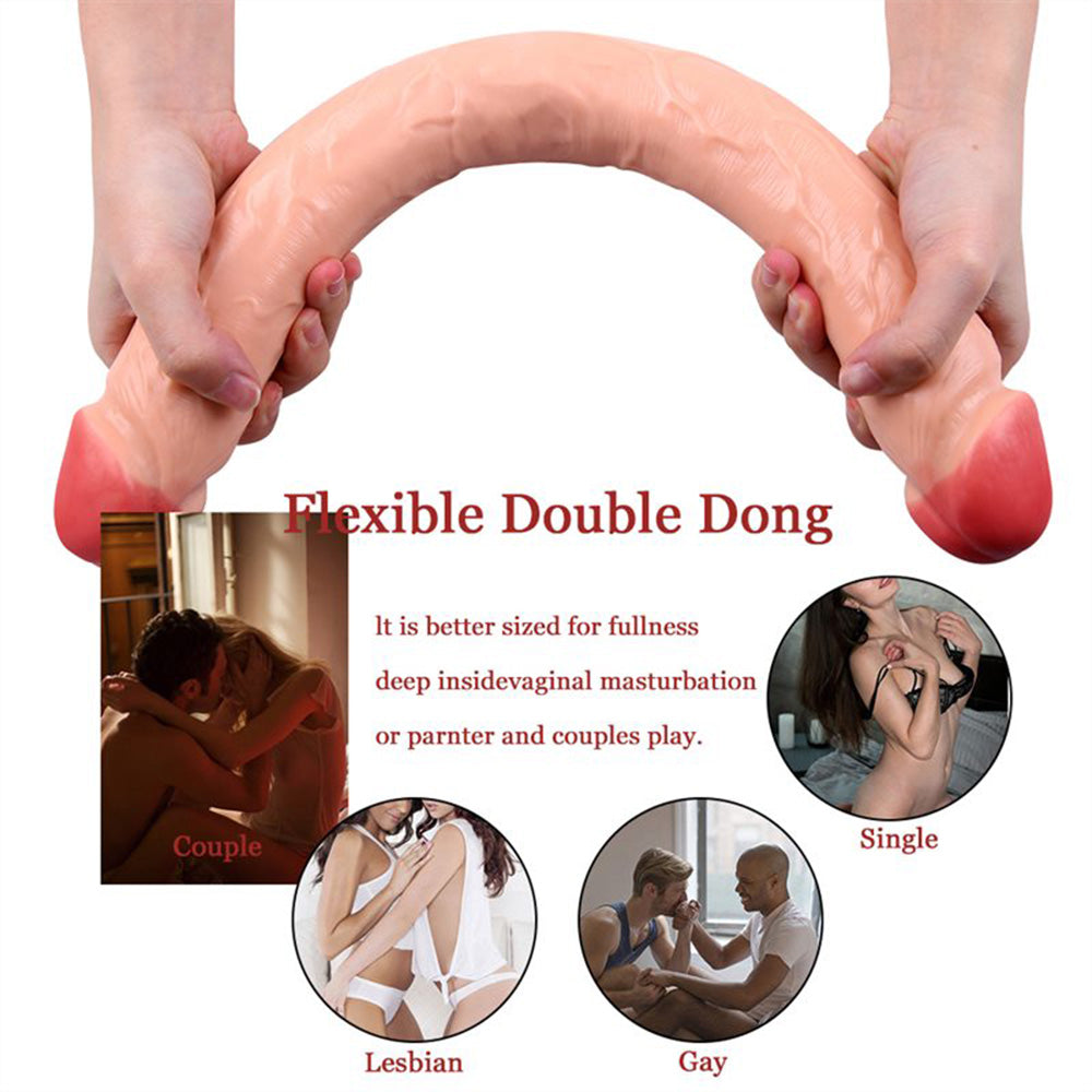 Double-Ended Soft Silicone Simulated Anus Masturbation Dildo