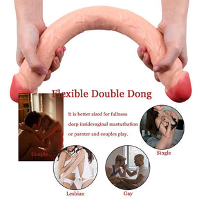 Double-Ended Soft Silicone Simulated Anus Masturbation Dildo