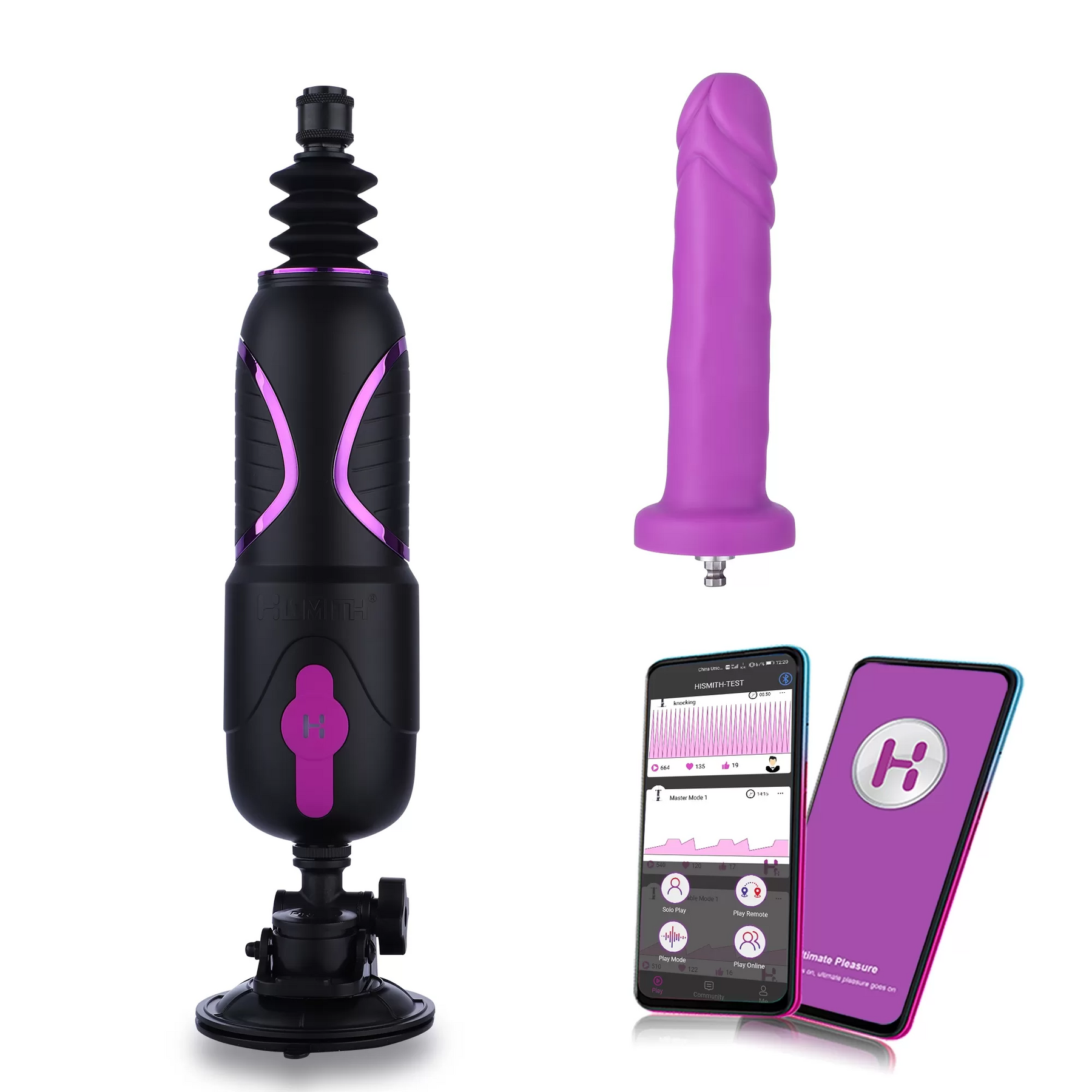 Hismith Pro Traveler 2.0, Portable Sex Machine App Controlled With Remote - 6.8" Silicone Dildo