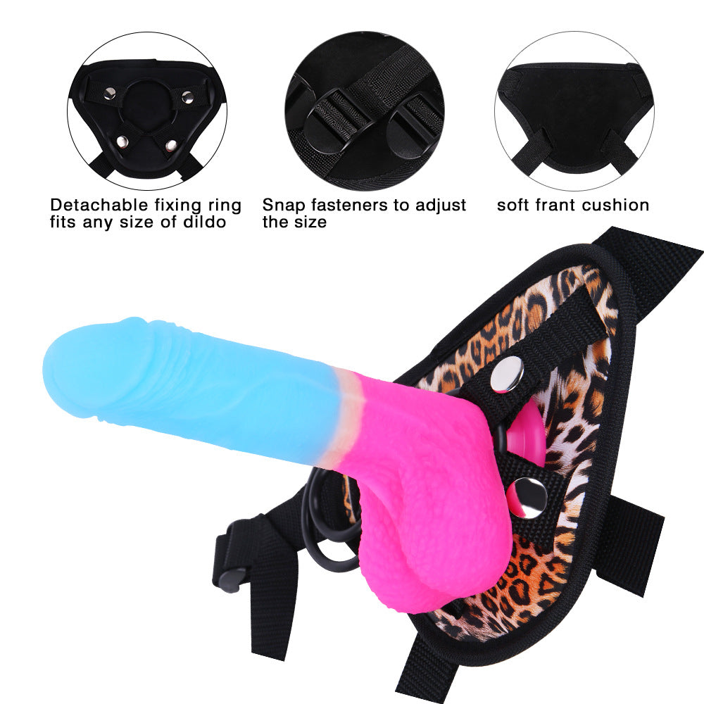 7.09 Inches Strap-on Dildo Leopard Belt For Lesbian Couple