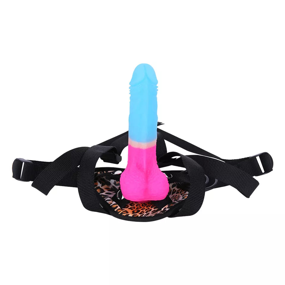 7.09 Inches Strap-on Dildo Leopard Belt For Lesbian Couple