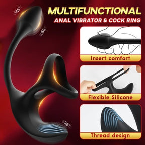 3 In 1 Spherical Vibrating Anal Plug Testicles Stimulator With cock Ring - Lurevibe