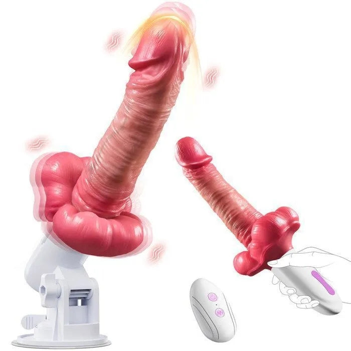 3 In 1 Big Mouth Thrusting heating Dildo Machine With Suction Cup & Remote Control - Lurevibe