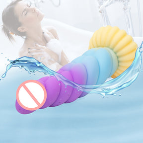 Colorful Braid Dildo Vibrator Liquid Silicone Anal Plug