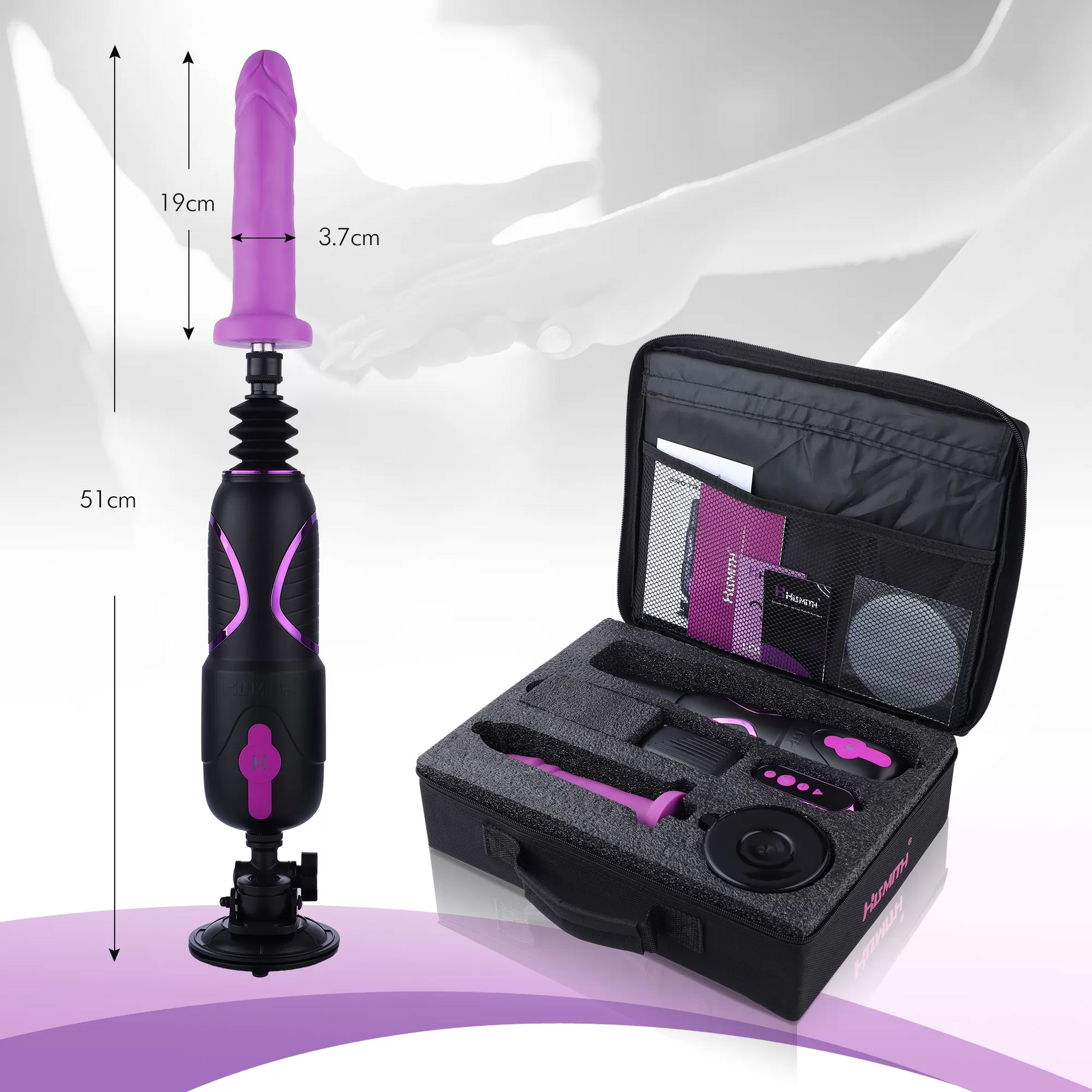 Hismith Pro Traveler 2.0, Portable Sex Machine App Controlled With Remote - 6.8" Silicone Dildo