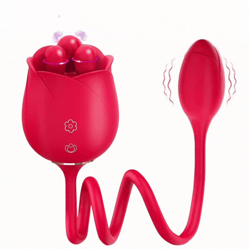 Lurevibe - S475-3 Three Pistils Rose Toy With Vibrating Bud - Lurevibe