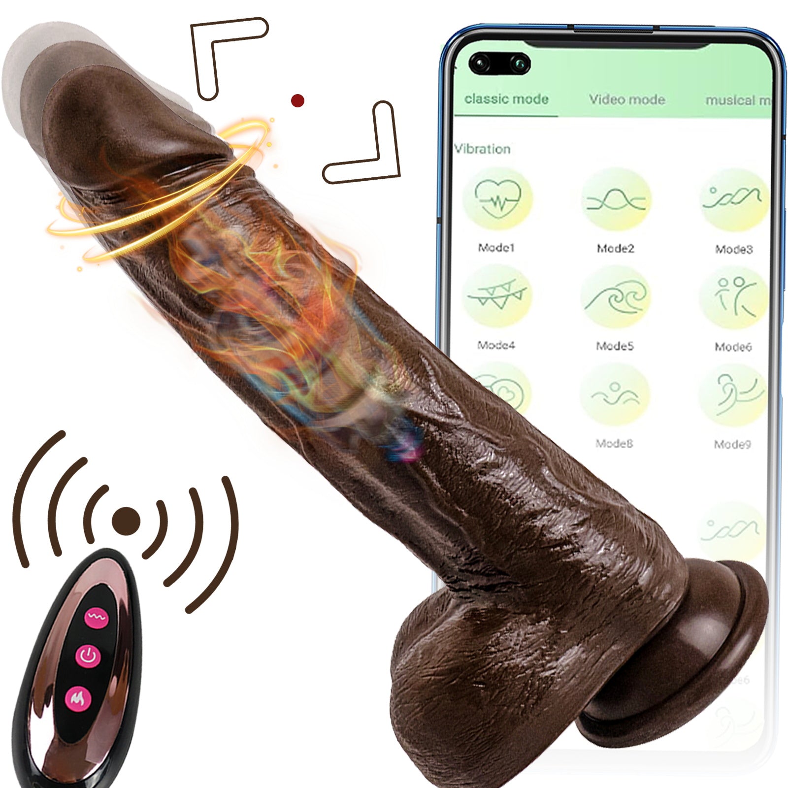 8.6-In Vibrating Thrusting Swing Thick Long Lifelike Dildo With Remote Control - Lurevibe