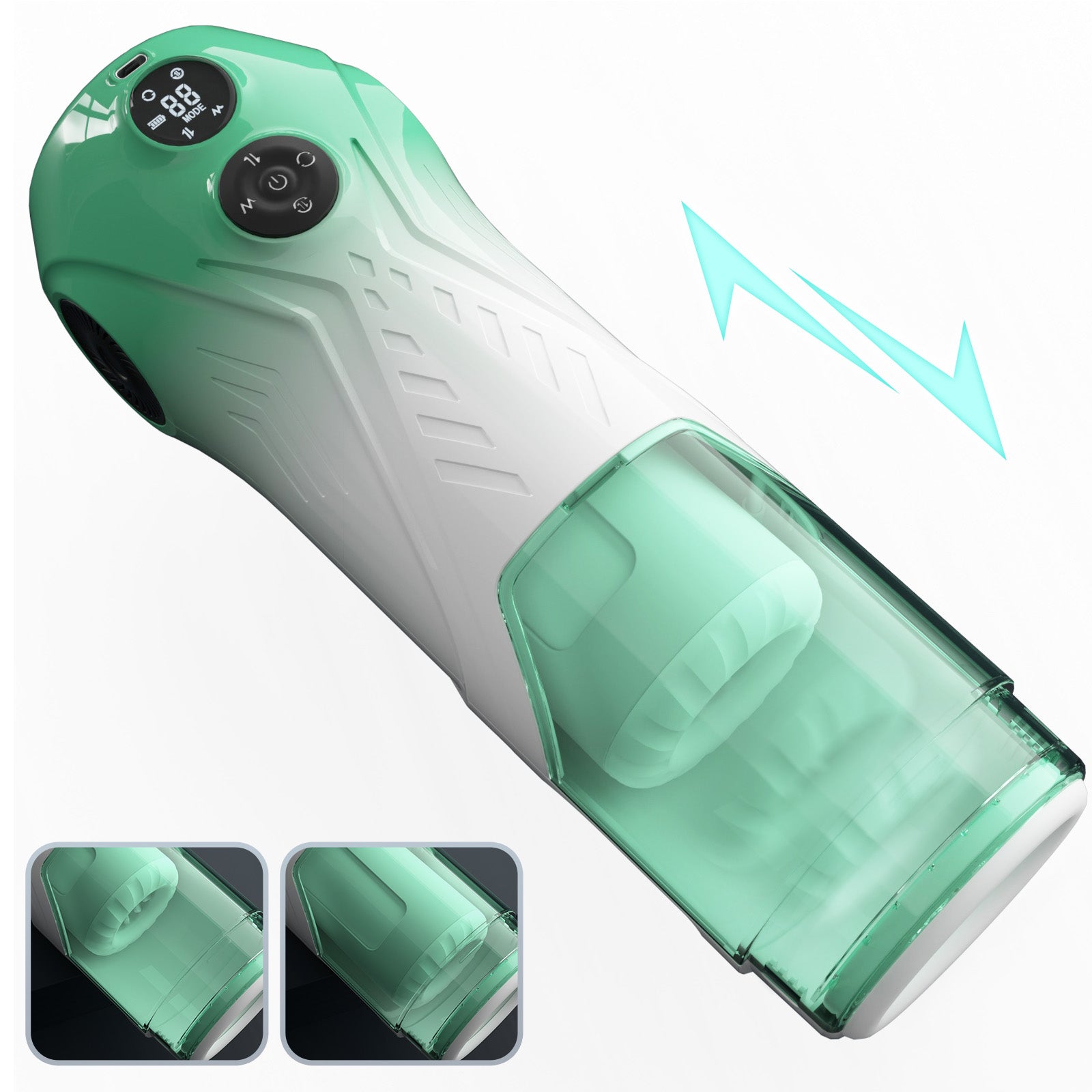 Green Star Rotating Telescopic Vibration Male Masturbator - Lurevibe