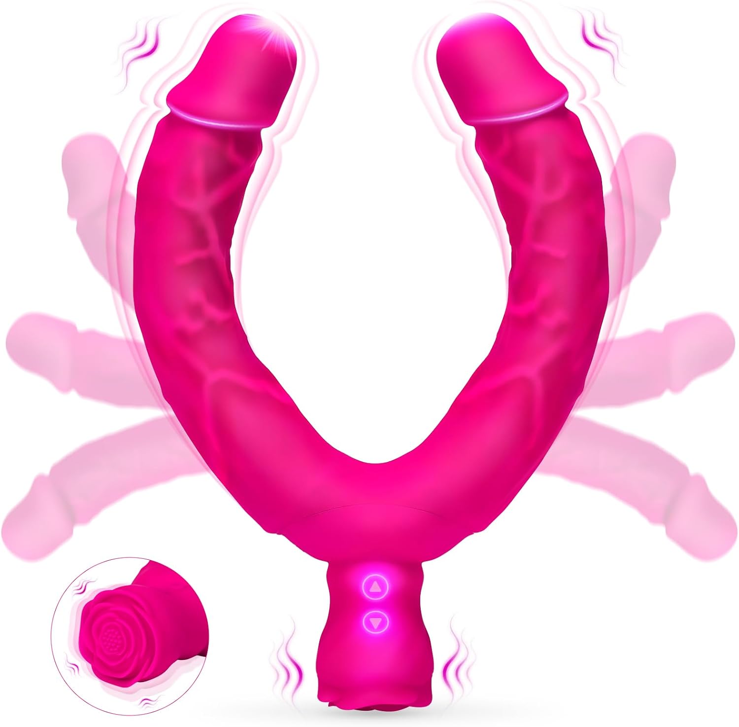 Double Ended Vibrating Rose Dildo Anal Dildo with 10 Vibrating Modes