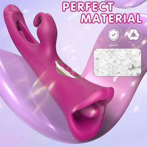 4 IN 1 Rose Muncher Rabbit Vibrator Licking Vibrating Flapping Clit Nipple Stimulator - Lurevibe