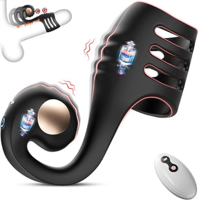 4 in 1 Penis Sleeve Ring Vibrator with Snail-Shaped Clit Stimulator - Lurevibe