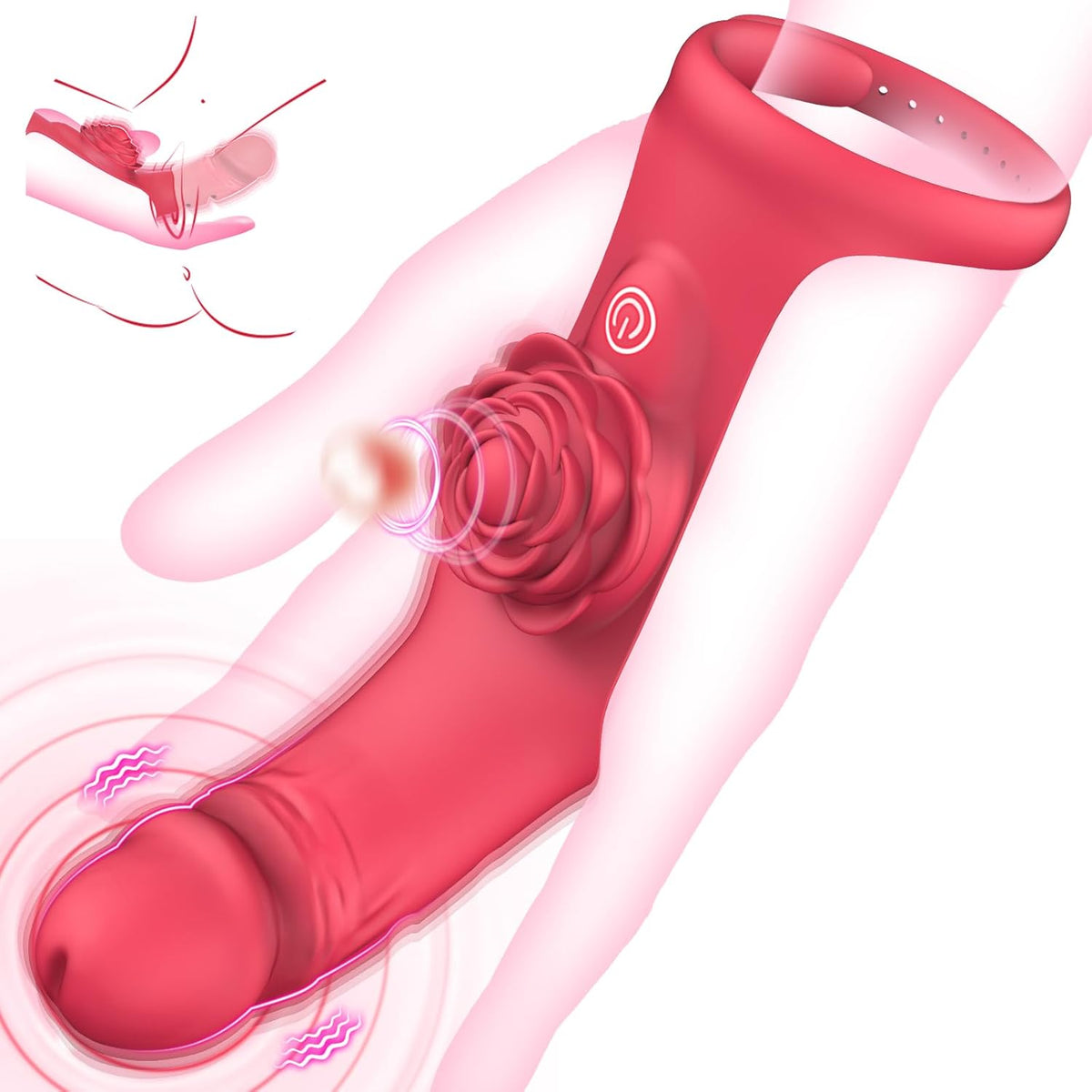 Rose Finger Vibrator 2 in 1 Finger Vibrator 9 Modes G - Spot Stimulation Waterproof - Lurevibe