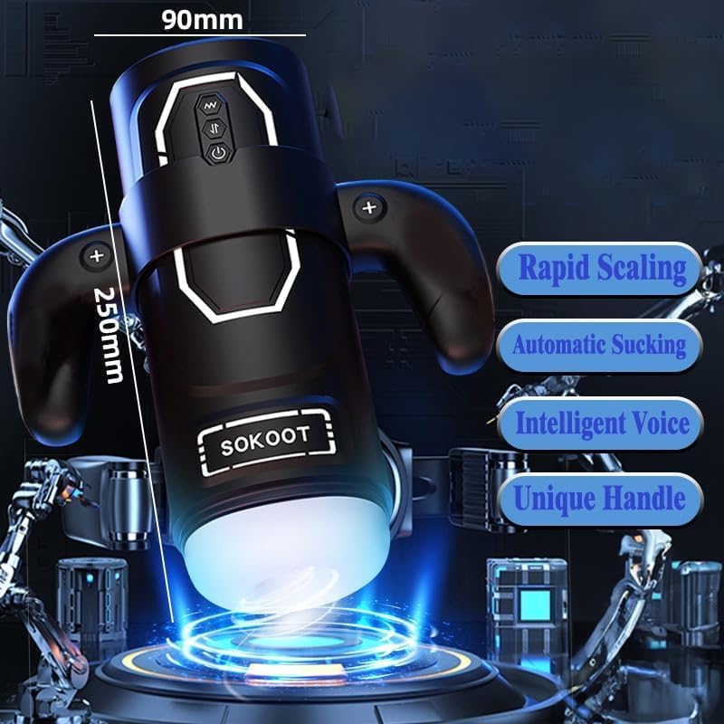 Sokoot Handheld Telescopic Sucking Heating Male Penis Stroker - Lurevibe