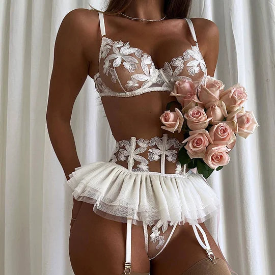 Three Piece Embroider Sexy Underwear Suit - Lurevibe