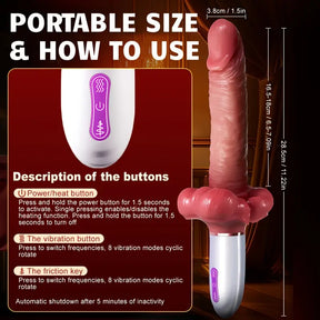 3 In 1 Big Mouth Thrusting heating Dildo Machine With Suction Cup & Remote Control - Lurevibe