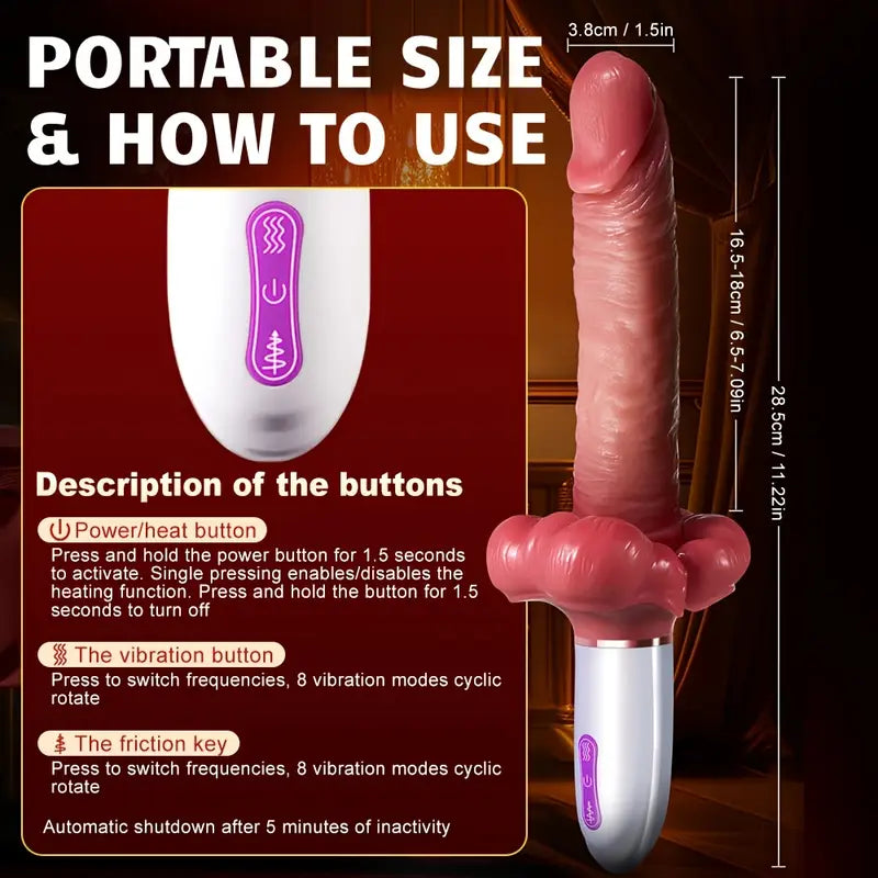 3 In 1 Big Mouth Thrusting heating Dildo Machine With Suction Cup & Remote Control - Lurevibe