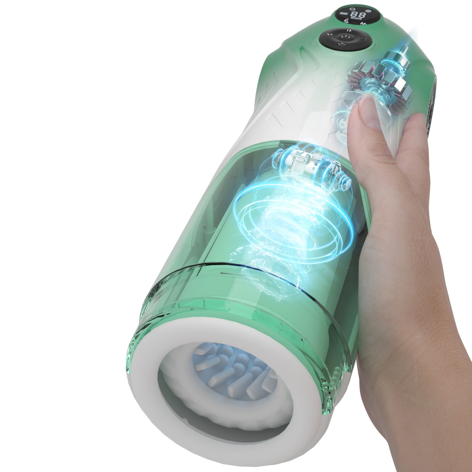 Green Star Rotating Telescopic Vibration Male Masturbator