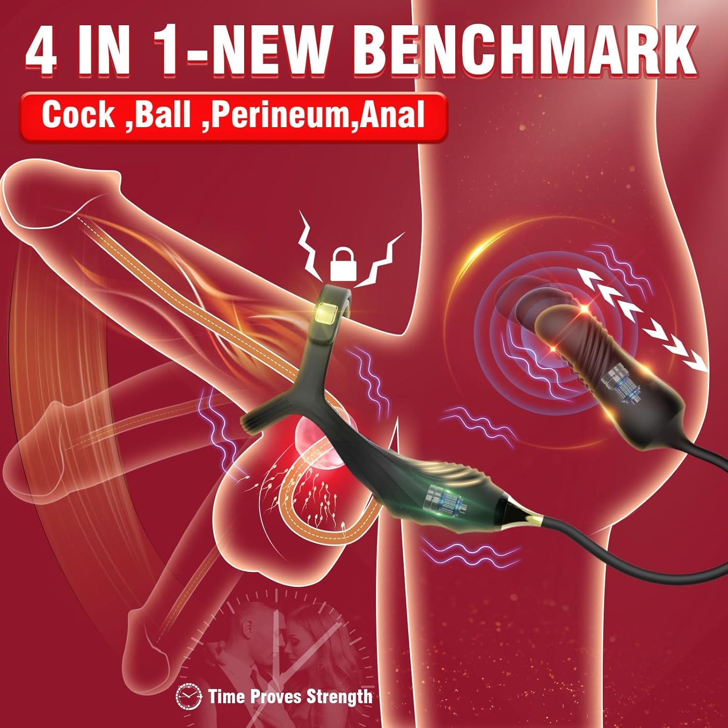 2 In 1 penis Ring thrusting anal Prostate Massager with Adjustable ring buckle - Lurevibe