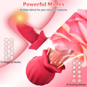 Mouth Vibrators Female Clitoral Vagina Anal Sex Stimulator with 3 Sucking 10 Wiggling & Vibrating Modes - Lurevibe