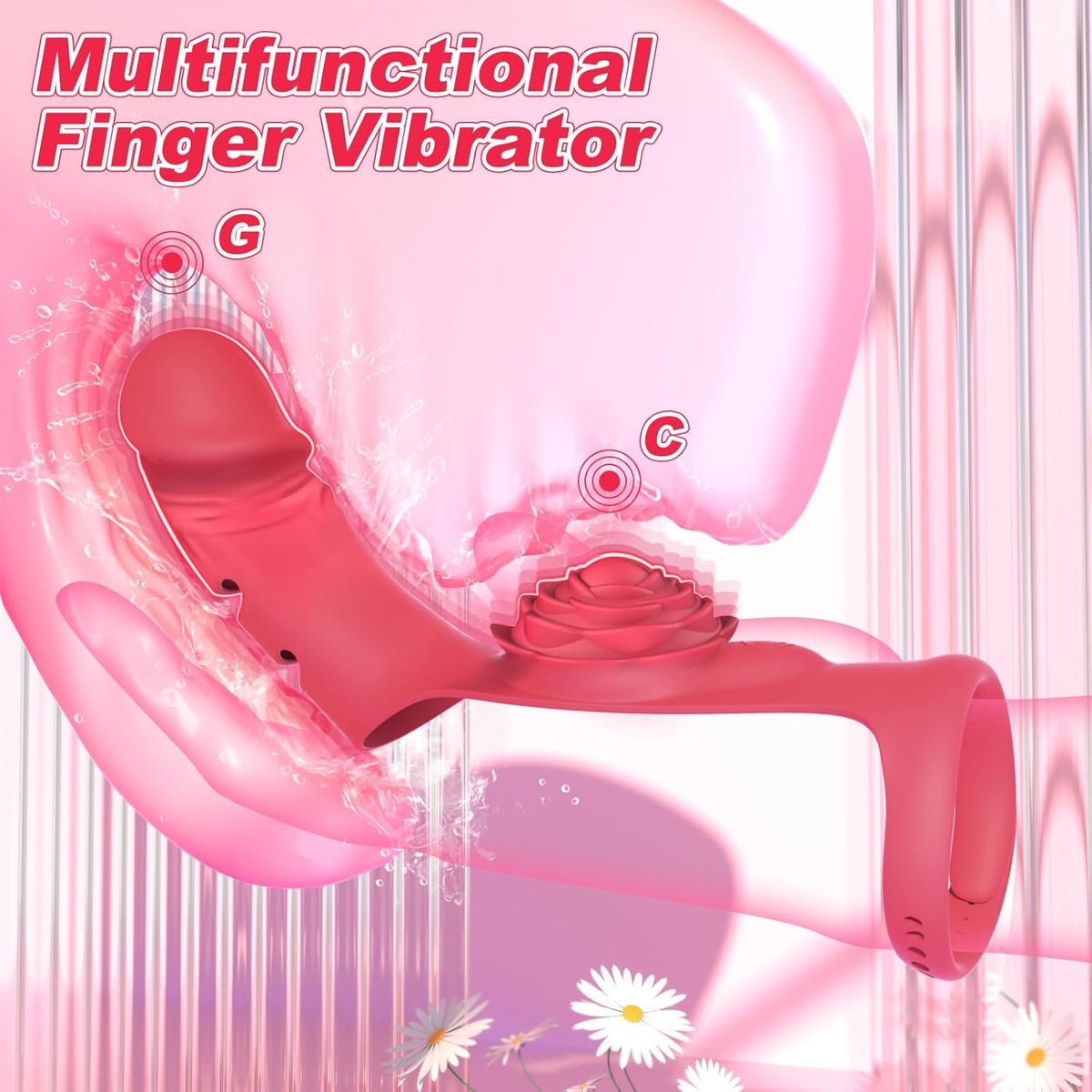 Rose Finger Vibrator 2 in 1 Finger Vibrator 9 Modes G - Spot Stimulation Waterproof - Lurevibe