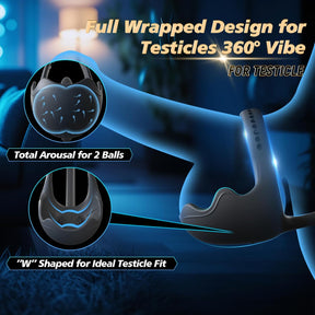 3-in-1 Vibrating Testicle Taint Anal Stimulator with Adjustable Vibrating Cock Ring - Lurevibe