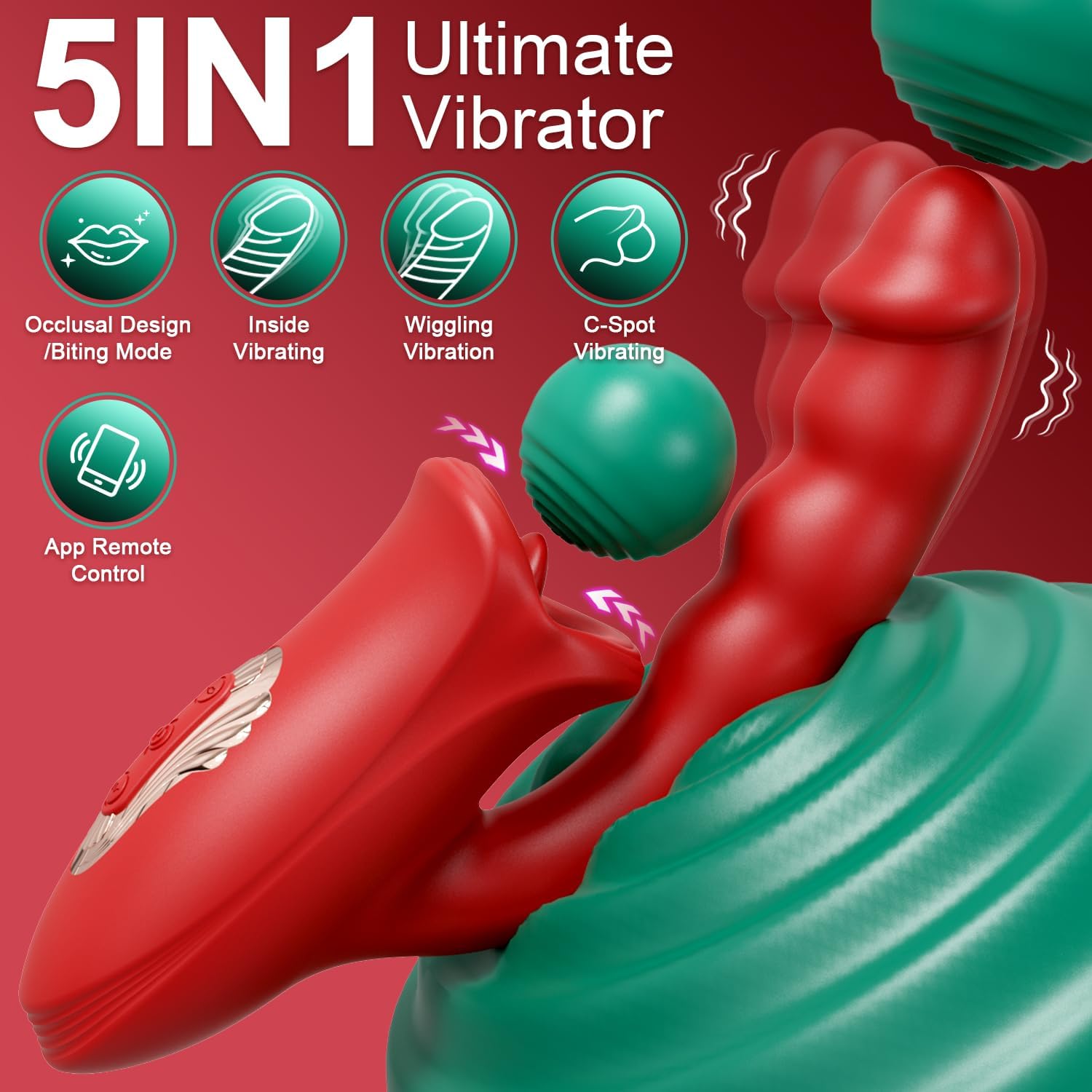 5-in-1 Rose Muncher G Spot Realistic Dildo Vibrator APP control for Women Sex Toys