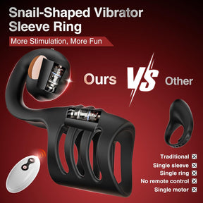 4 in 1 Penis Sleeve Ring Vibrator with Snail-Shaped Clit Stimulator - Lurevibe