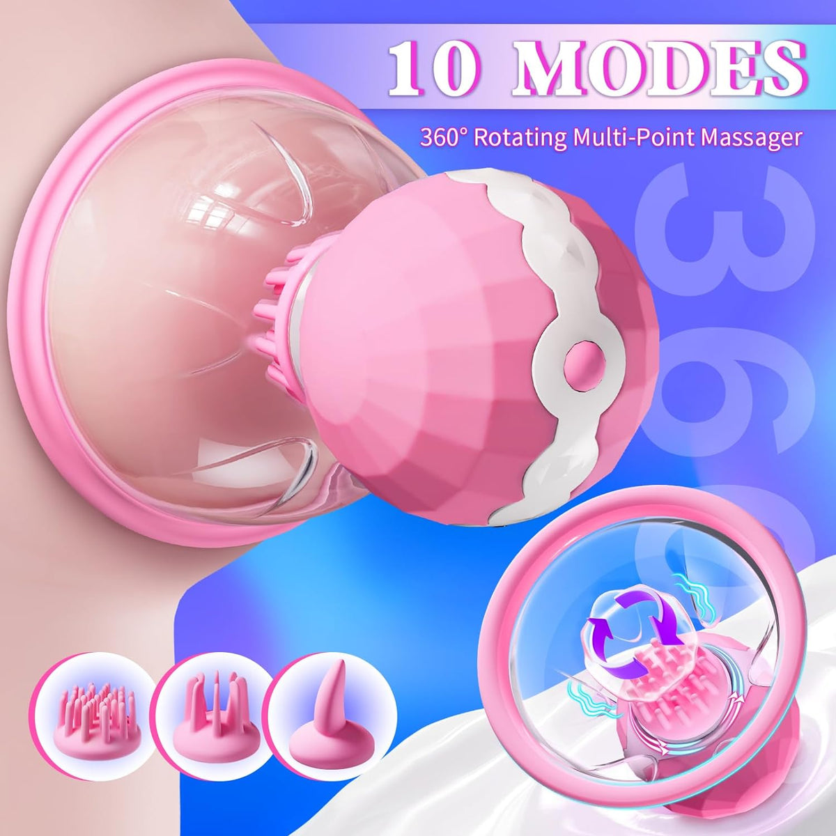 Nipple Rotation Vibrator Breast Suckers Massager for Women