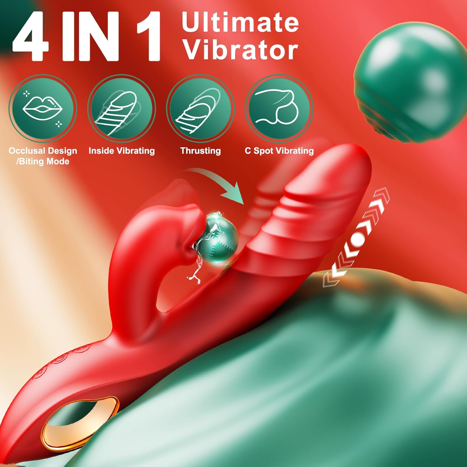 4 IN 1 G Spot Vibrators Tongue Clitoral Stimulator Thrusting Dildo - Lurevibe