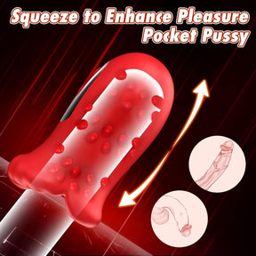 Mouth 360° Wrapped Penis Vibrator with LCD Display For Glans Training