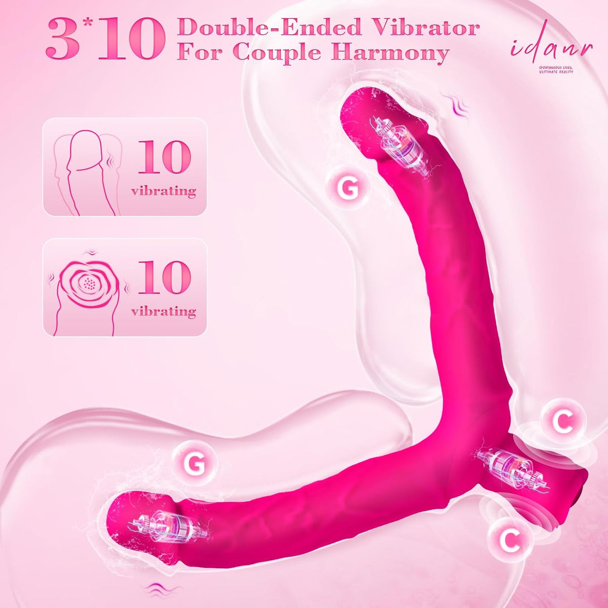 Double Ended Vibrating Rose Dildo Anal Dildo with 10 Vibrating Modes