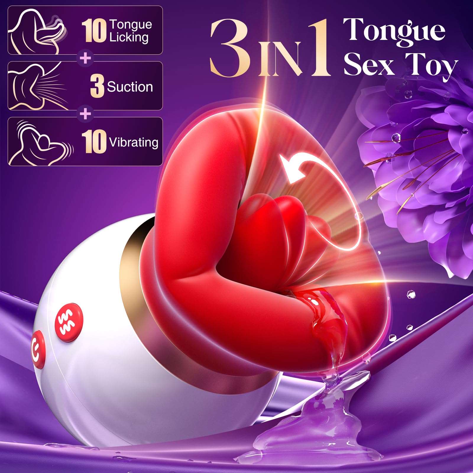 Lurevibe - 3IN1 Big Mouth Shaped Sex Toy Sucking Vibrator Adult Toys