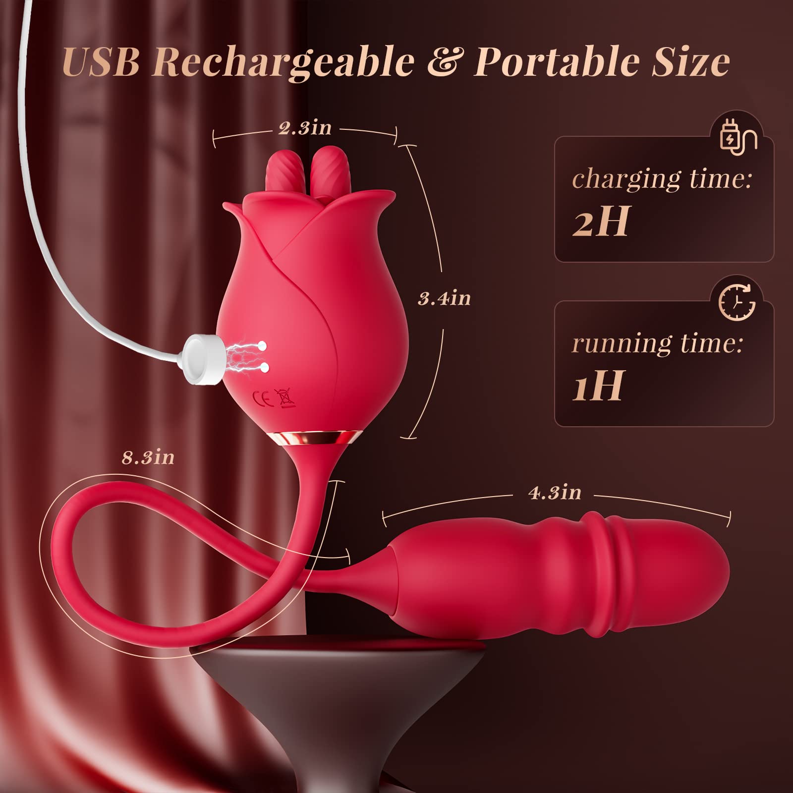 Lurevibe Rose Romeo 3in1 Dual Tongue Rose Adult Toys Vibrators