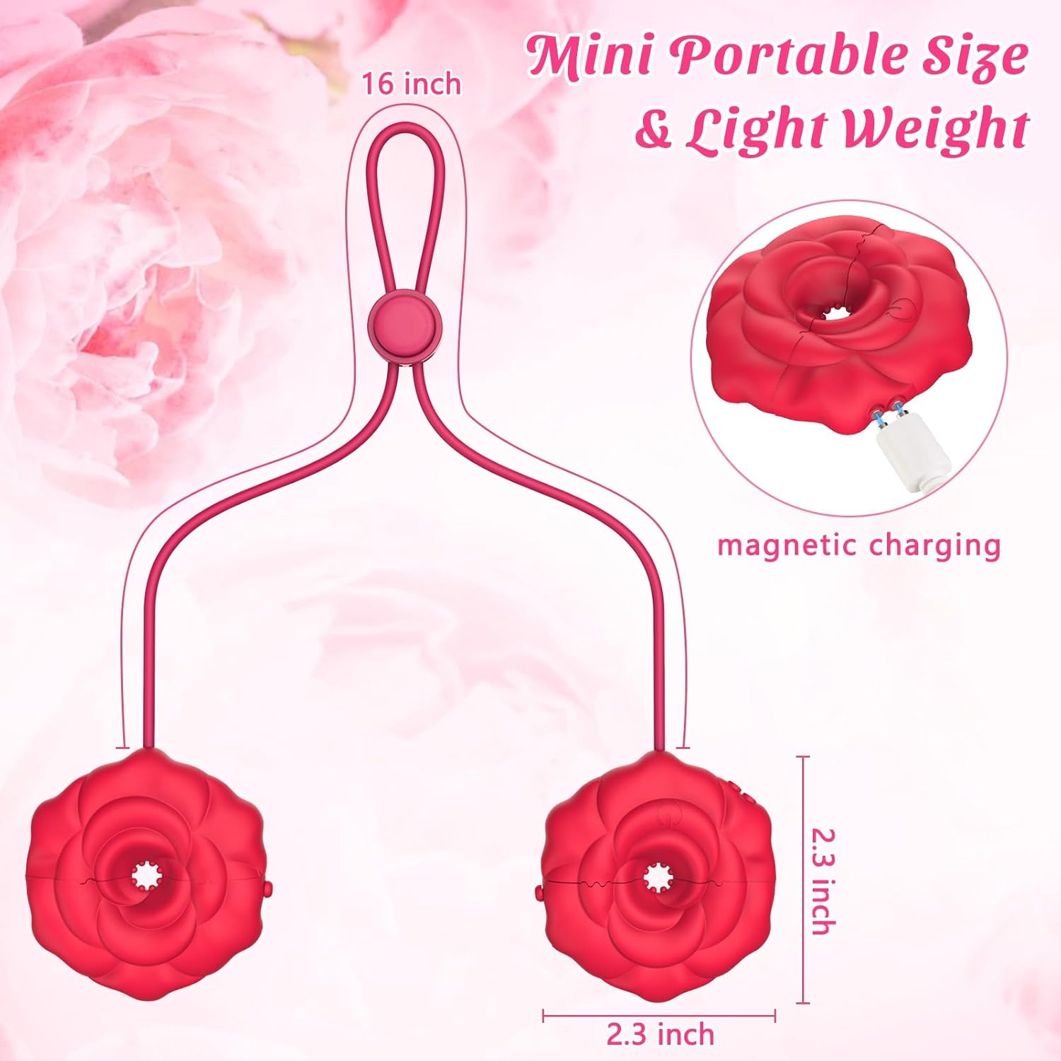 MizzZee Rose 9 Vibrations Nipple Clamps with Chain Necklace - Lurevibe