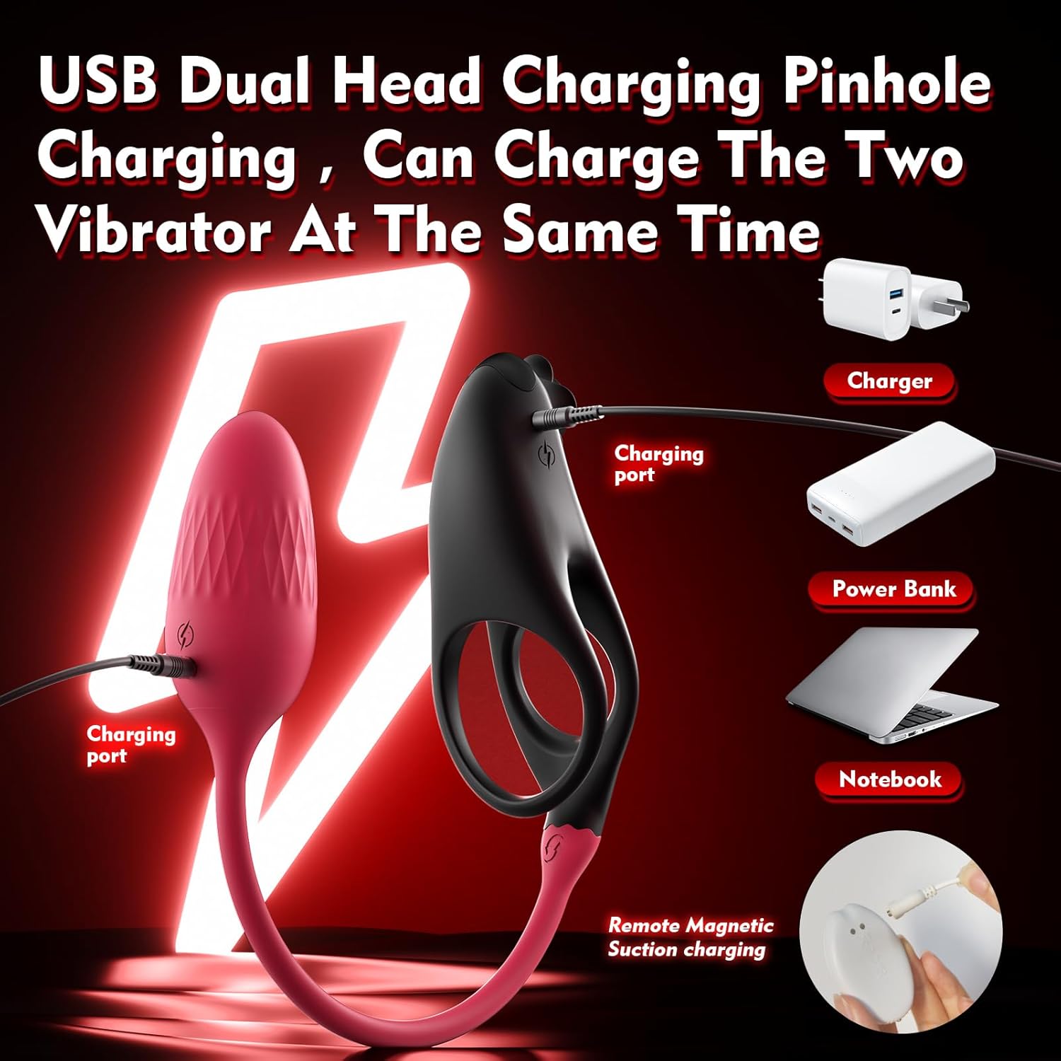 Detachable Design Vibrating Cock Penis Ring With Anal Plug for Couple - Lurevibe