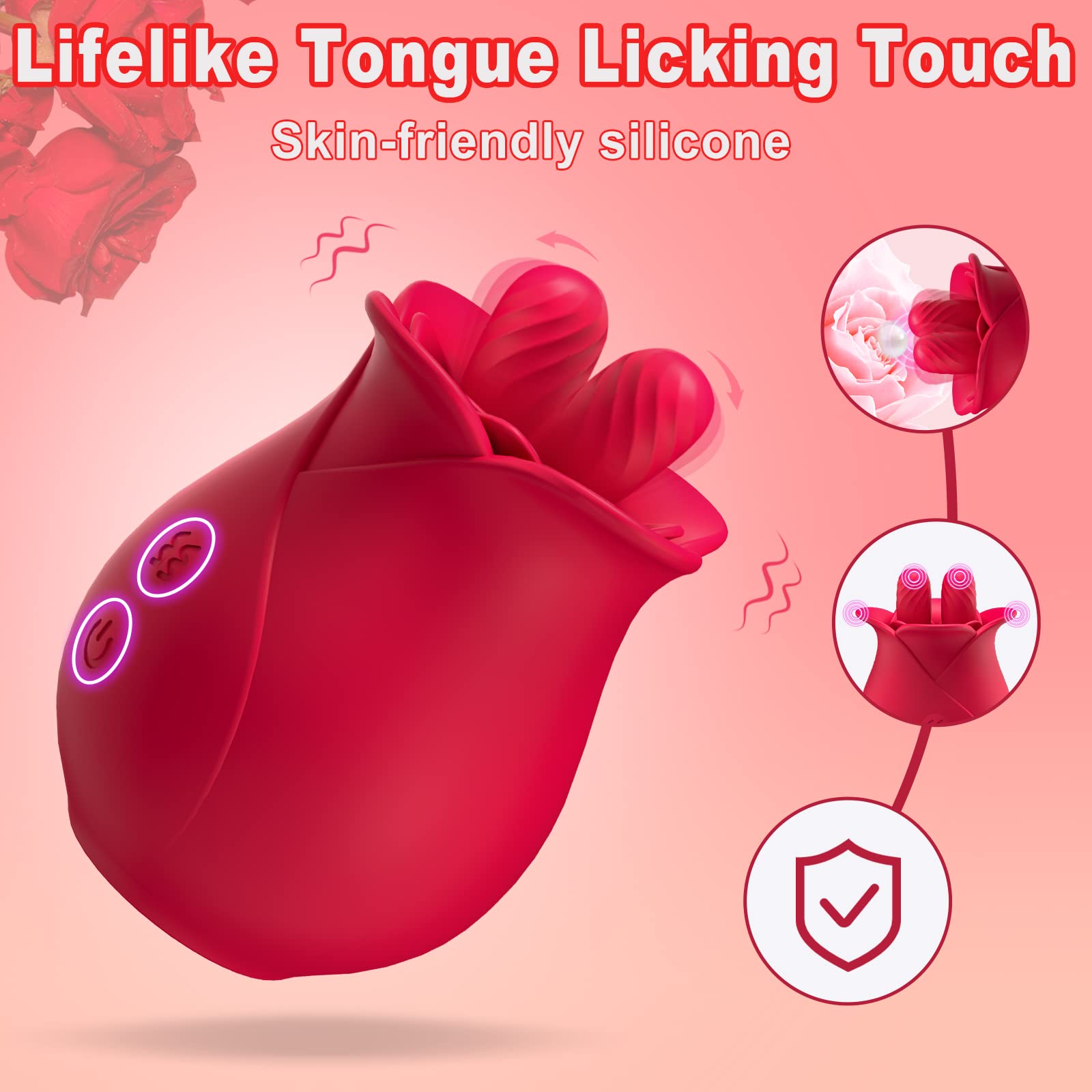 Lurevibe - Rose Romeo - Double Tongue Lick Shaker clitoral nipple orgasmic sex toy - Lurevibe