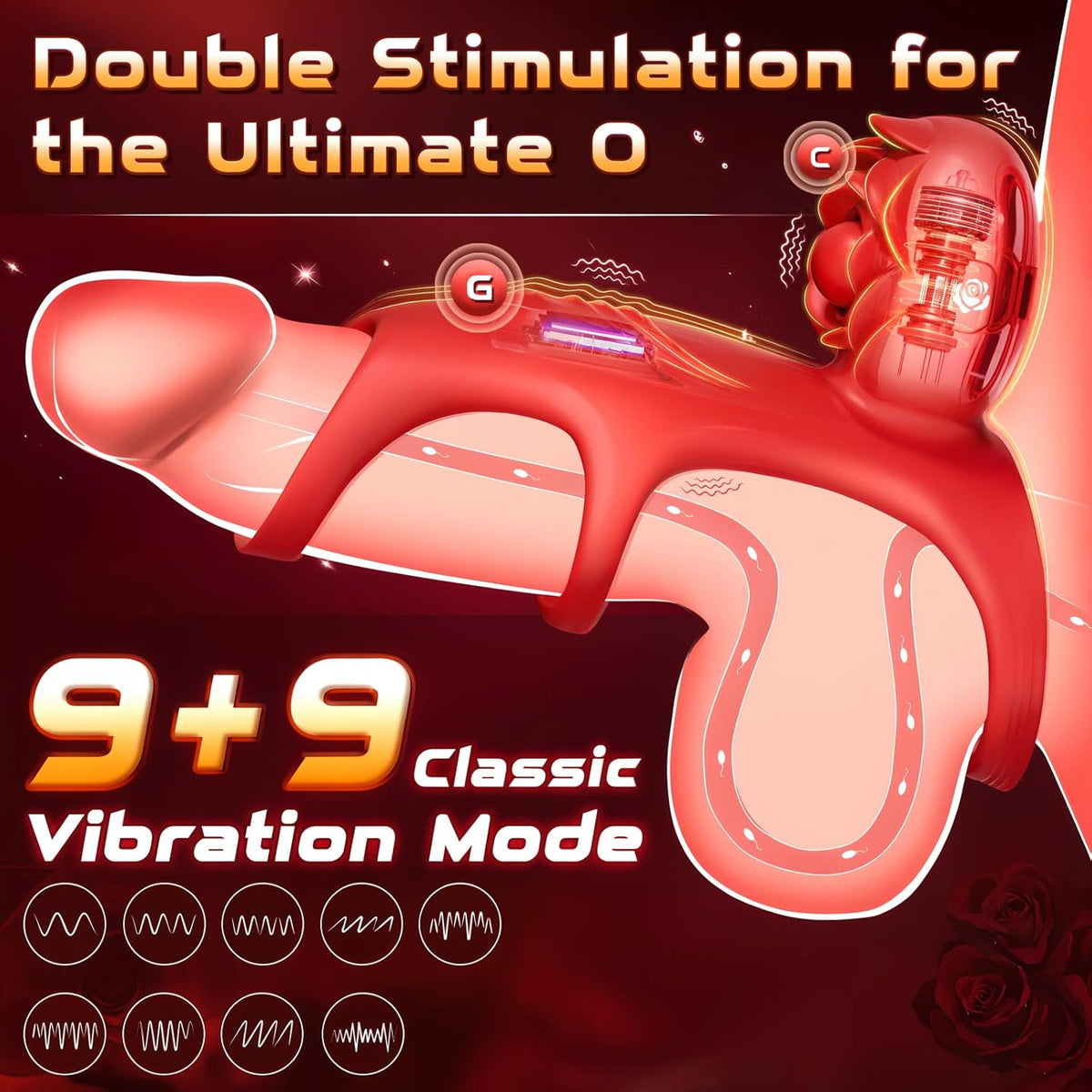 Vibrating Penis Ring Clitoral Vibratorwith 9 Vibration Modes App Remote Control