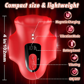 Mouth 360° Wrapped Penis Vibrator with LCD Display For Glans Training