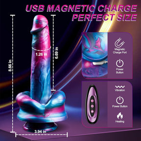 9-inch Big Mouth Fantasy Dildo Vibrator with 3 Thrusting & 7 Vibration & Heating Modes