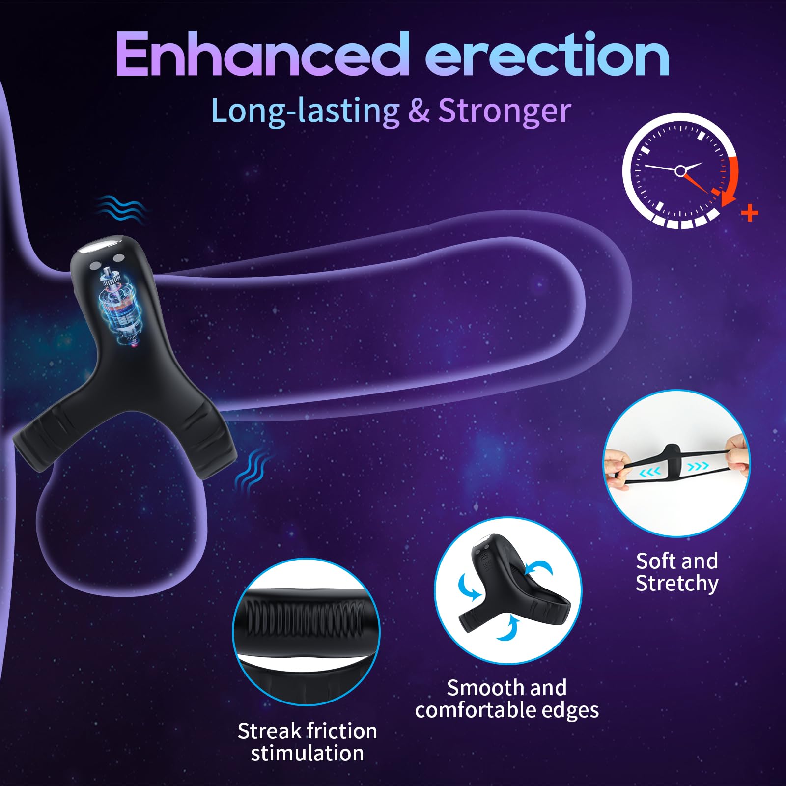 Lurevibe - Vibrating Cock Ring with APP, Triangular Penis Ring with 10 Vibration Modes - Lurevibe