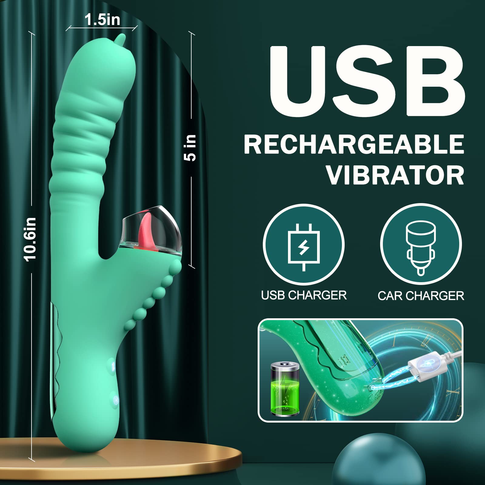 Lurevibe - Small Dinosaur Vibrator - Multi-frequency Telescopic Tongue Sucking Clit Stimulation Vibrator - Lurevibe