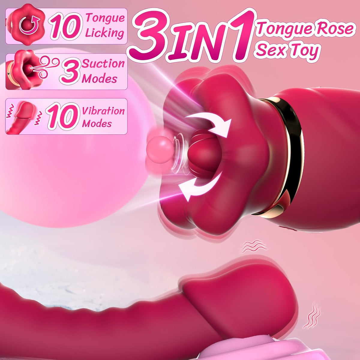 Big Mouth rotating tongue suction Vibrator G Spot Dildo Sex Toys for Women - Lurevibe