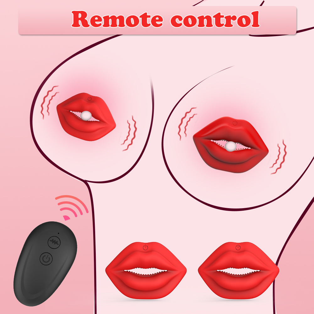 MizzZee Wireless Red Lip Nipple Clamp vibrator With Remote Control Control - Lurevibe