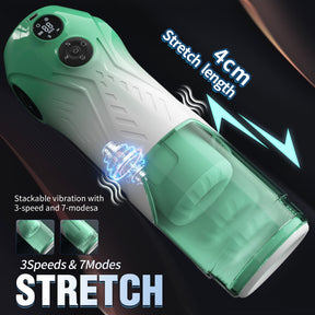 Green Star Rotating Telescopic Vibration Male Masturbator - Lurevibe