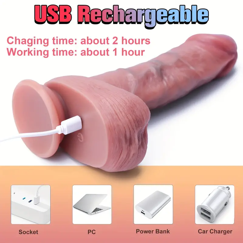 9in-Realistic Brown Thrusting Dildo Vibrator Remote Control - Lurevibe