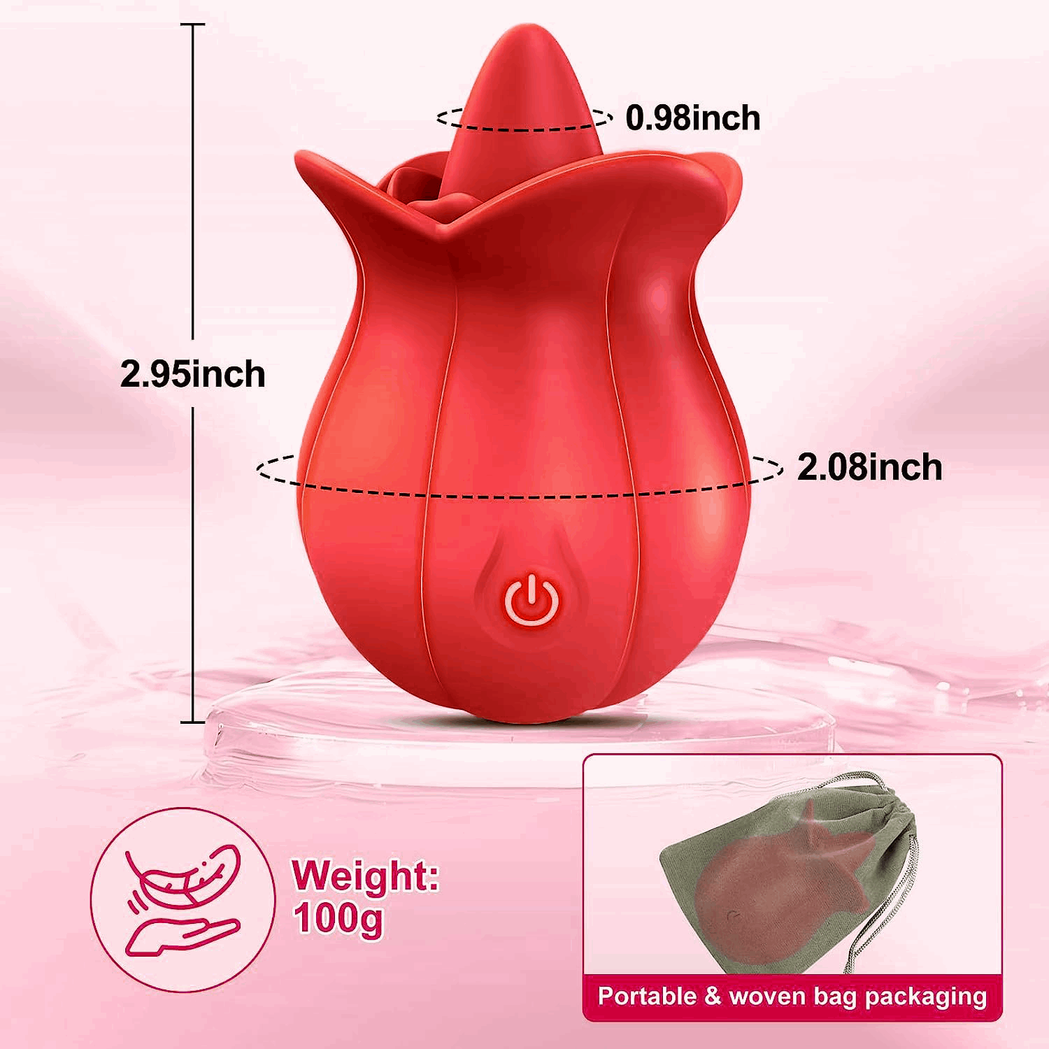 Lurevibe - 10 Speeds Rose Vibrator With Tongue