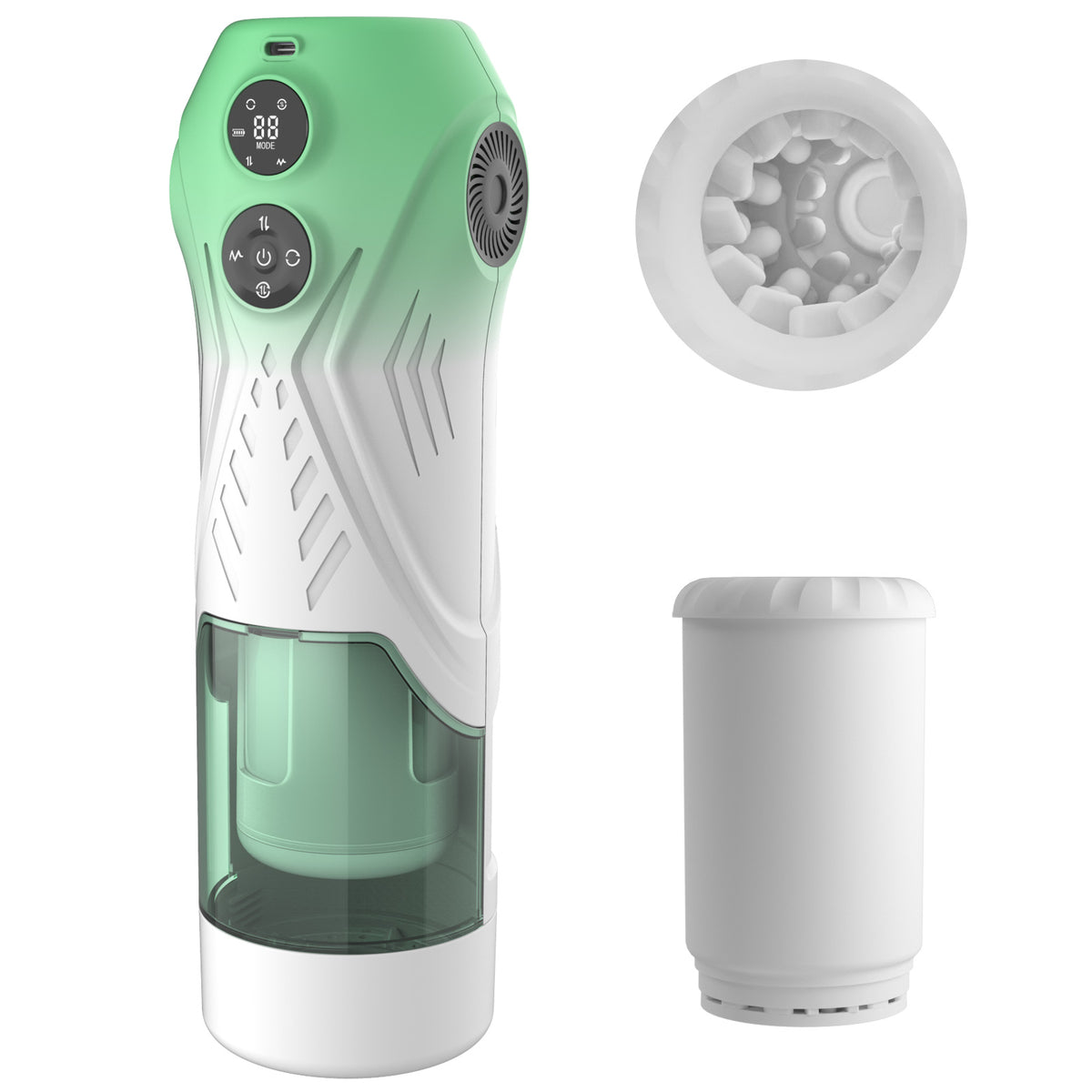 Green Star Rotating Telescopic Vibration Male Masturbator - Lurevibe