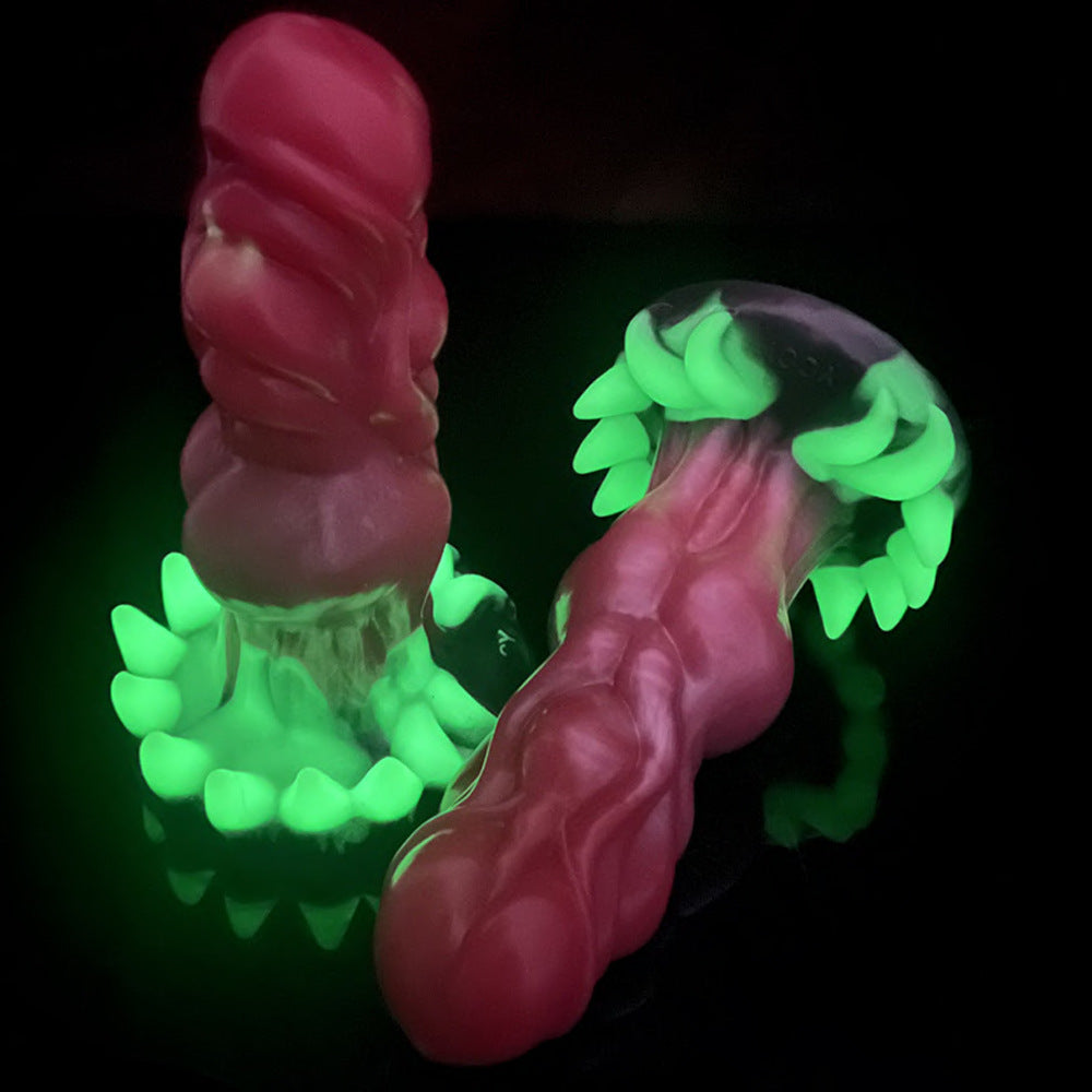 Surreal Realistic Wolf Teeth Luminous Silicone Dildo With Suction Cup